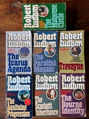 7 Robert Ludlum Vintage Paperback Books Bourne Identity + more 80s